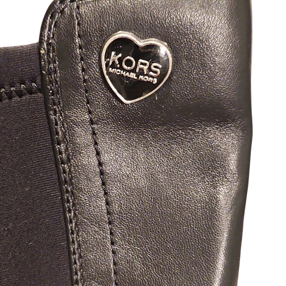 Michael Kors Black Leather Like Boots with Heart Accent - Picture 4 of 6